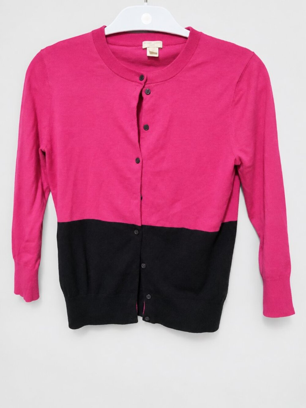 J.Crew The Clare Cardigan Pink Black Colorblock Sweater Size M